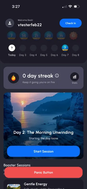 Home screen showing profile icon in top left